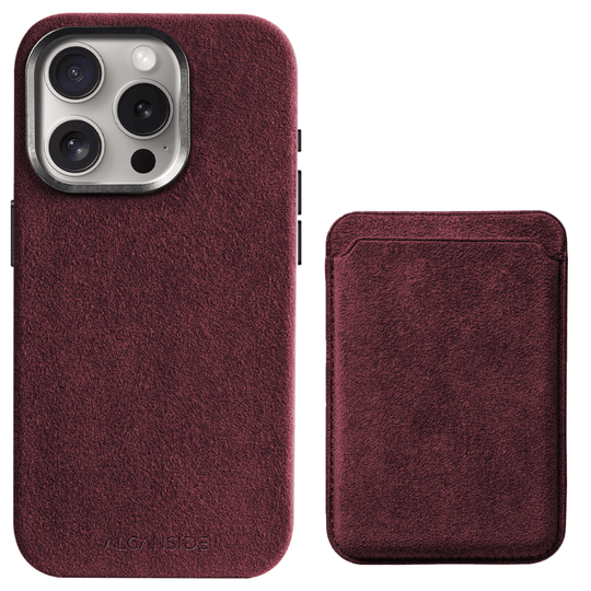 iPhone Alcantara Hülle + MagSafe Wallet – Rot