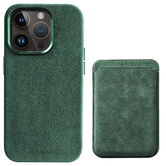 iPhone Alcantara Case + MagSafe Wallet - Midnight Green iPhone Alcantara Case Alcanside 